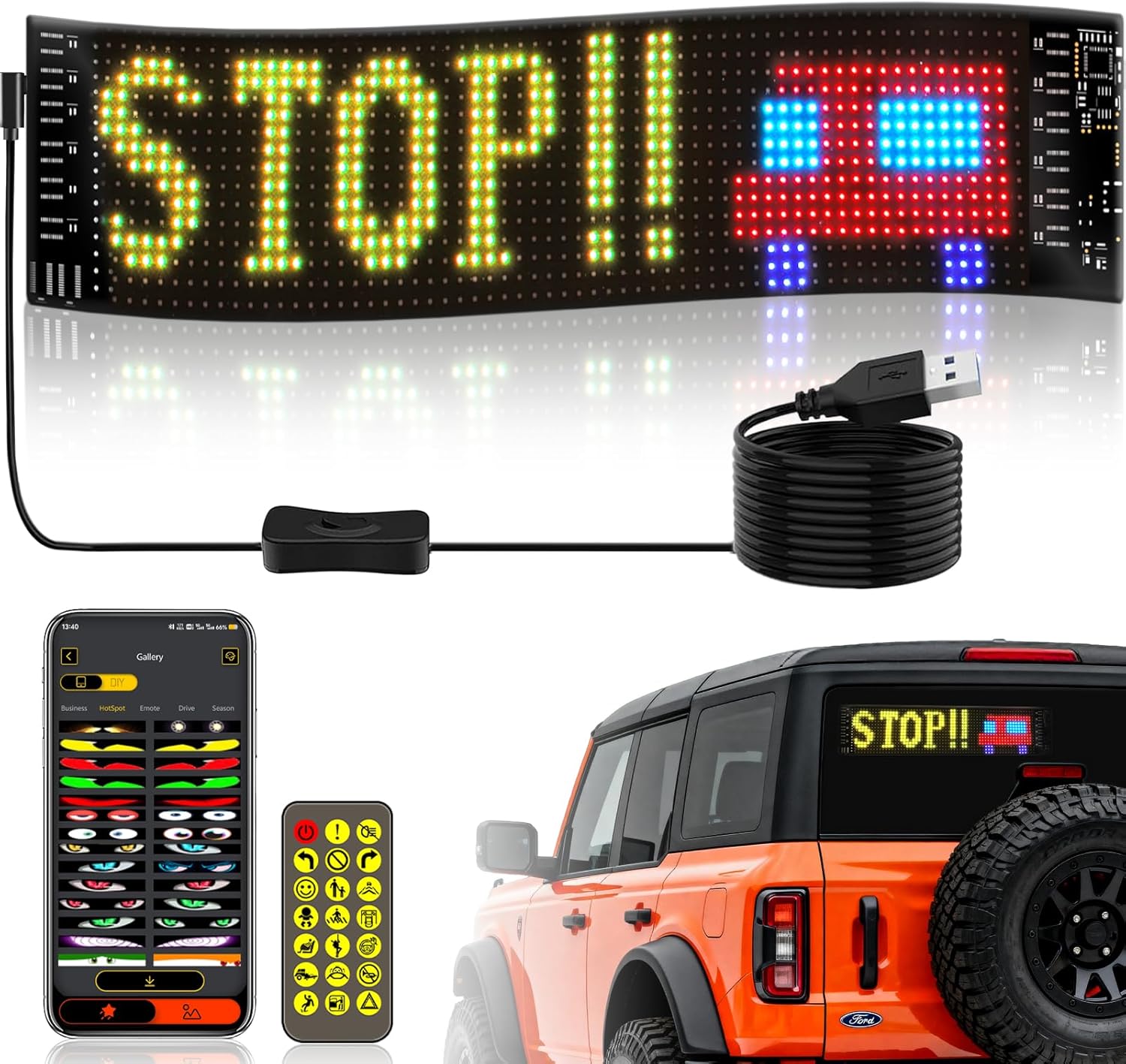 LED Car Sign Flexible LED Matr - Smart Bulb recension och pris