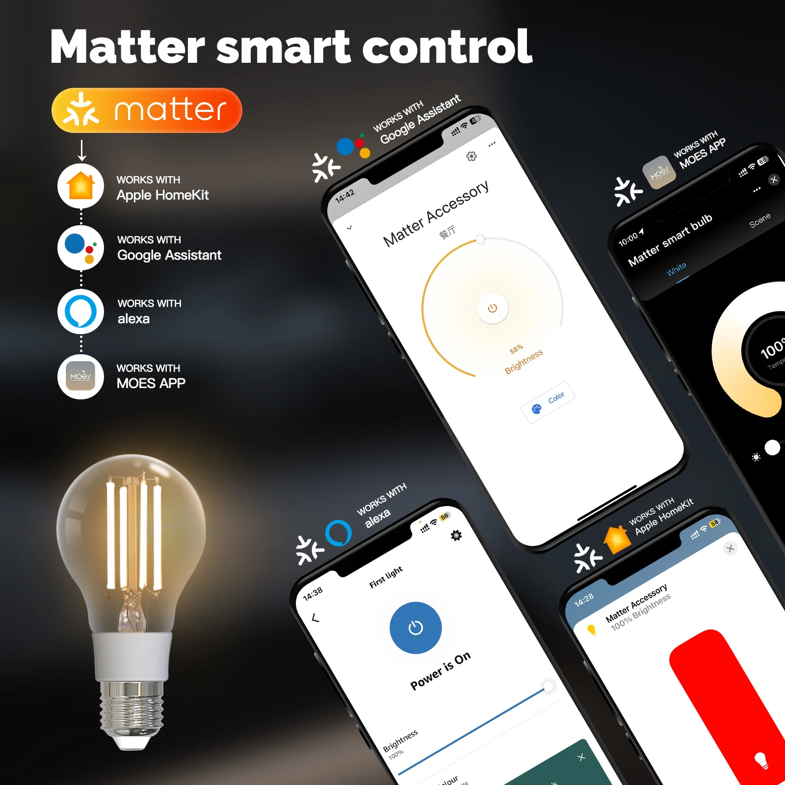 MOES TUYA Matter Smart Filamen - Smart Bulb recension och pris