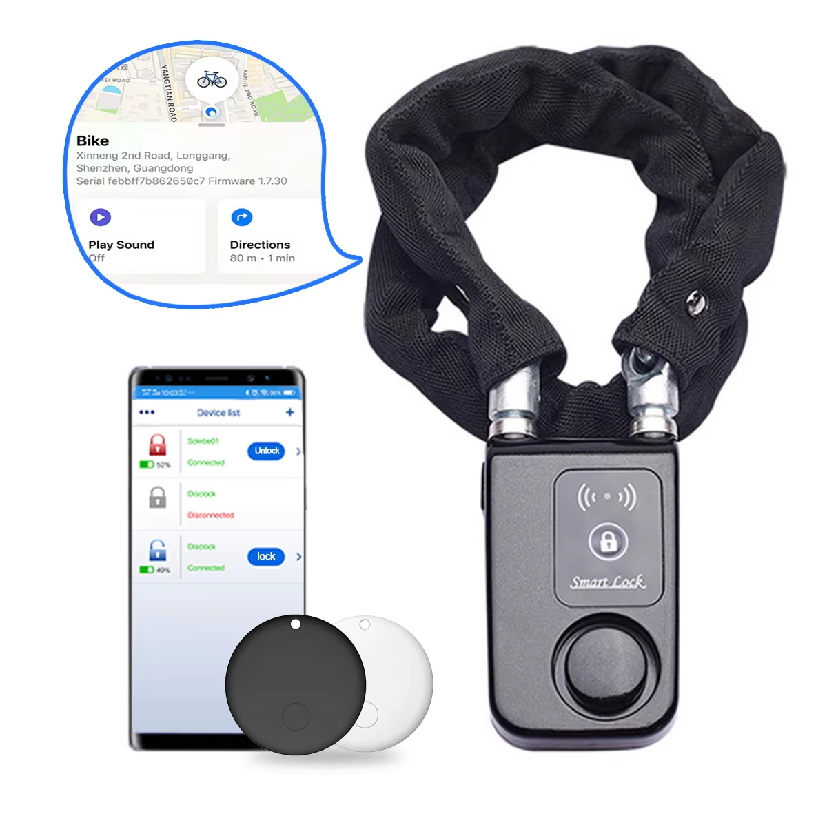 110dB Alarm Bike Chain Lock wi - Smart Home Group recension och pris